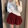 Falda de pétalos azul esponjosa para mujer, estilo de verano fino, simple y versátil, minifalda anti-exposición, falda corta plisada línea A para petite
