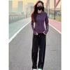 Roupas Esportivas ao Ar Livre para Corrida Feminina, um Conjunto Completo de Moletom Roxo Casual Solto da Moda Conjunto de Duas Peças