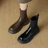 2025 Nuevo Estilo Estilo Británico Botas de Media Gruesa Tejidas Elásticas para Mujer Botines Cortos Retro de Punta Redonda Botas Dropshipping