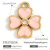Accesorios de Joyería de Acero Inoxidable Transfronterizos Maleta de Dibujos Animados Goteo de Aceite Flor Colorida Chapado en Oro Real de 18K Colgante
