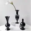 Jarrón Negro de Vidrio Vintage Estilo Francés Contenedor Hidropónico para Flores para Sala de Estar Arreglo Floral Escritorio Decoración del Hogar