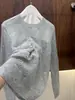 Camisa polo para mujer BORBOTIE 2026 primavera/verano nuevo producto Malla con lentejuelas BC hueca de manga larga cuello redondo sin cierre