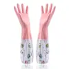 Guantes de Goma Panda Forrados de Felpa para Invierno, Guantes de Limpieza Doméstica de PVC para Cocina, Lavado de Platos y Lavandería, Impermeables y Engrosados