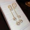 Aretes Ovalados de Perla Francesa de Zirconia con Aguja de Plata Electrochapada en Oro Real Moda Retro Elegante Elegante Elegante Aretes de Lujo Ligero