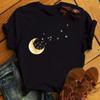 Ropa de Verano Europea y Americana 2025 para Mujer Estilo Harajuku Luna Estrellas Kawaii Camiseta de Manga Corta para Mujer Top Dulce y Lindo