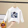 Roupa Térmica Infantil Masculina Outono/Inverno Plush Dupla Face Aquecimento Próprio Tendência Gola Meia Alta Casual Top Interno