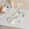 Cuatro Estaciones Puntos de Ola Cachorro Retro Fairisland Amor Estilo Coreano Algodón Calcetines para Mujer Ins Estilo Barroco Lazo Pila