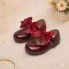 Zapatos Mary Jane multicolor con lazo para niñas, zapatos infantiles para fiestas navideñas y actuaciones, zapatos de princesa con velcro y suelas suaves