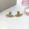 Novos Brincos Saturno Transfronteiriços da Rainha Mãe para Mulheres, Agulhas de Prata 925, Luxo de Alto Padrão, Brincos Planeta Vivienne Minimalistas