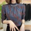 Top Base Bordado Industria Pesada Estampado Otoño e Invierno para Mujer Estilo Occidental Cómodo Estilo Coreano Elegante Ajustado Femenino Camisa Ropa de Mujer