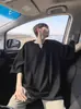 Camiseta de Manga Corta de Seda de Hielo con Cuello en V Texturizado para Hombre, Verano, Moderna, de Manga Media, Ropa Juvenil, Nueva Camiseta para Niños 2025
