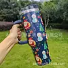 Copo de Carro de 40oz com Alça, Copo Térmico com Canudo, Copo de Gelo para Manter Frio Montado no Carro, Copo de Água para Festas de Natal