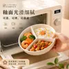 Bandeja de cerámica profunda de tres compartimentos para cocinar al vapor para uso doméstico, adecuada para ollas arroceras eléctricas, preparación de alimentos para bebés y dietas para perder peso.