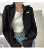 Cárdigan versátil para primavera y otoño 2023, nuevo top corto para chica hot, ropa con cremallera, abrigo deportivo tipo waffle, ropa de mujer