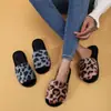 Pantuflas de Casa con Estampado de Leopardo y Punta Abierta Explosiones Transfronterizas de Amazon Pantuflas con Estampado de Leopardo Primavera y Otoño Cuatro Estaciones Pantuflas de Piso