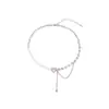 Chica Dulce y Fresca Picante~ Collar de Perlas Cosidas en Forma de Corazón de Deseo Puro para Mujer, Estilo de Lujo Ligero de Nicho, Nuevo Modelo 2025 Gargantilla