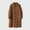 Gabardina clásica de mezcla de algodón de longitud larga con corte holgado y cuello de solapa, chaqueta casual para mujer, nueva colección otoño 2026