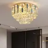 Luminária de teto de cristal galvanizado em ferro forjado de luxo leve para sala de estar, sala de jantar, corredor, villa, quarto principal minimalista moderno