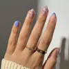 Le Fan Pontas de Unha Postiça Amêndoa Curtas Estilo Francês com Bolinhas e Florzinhas com Laço para Unhas Artísticas Usáveis Venda por Atacado