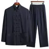 Nuevo Traje Tang para Hombre de Manga Larga Traje para Abuelo Mayor Ropa de Otoño Ropa de Verano para Papá Ropa para Hombres de Mediana Edad y Mayores Estilo Chino Ropa para Laicos