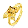 Anillo de Plata de Ley S925 para Mujer con Piedra de Cristal Natural, Diseño de Nicho de Alta Gama, Joyería de Hoja de Peridoto, Venta Caliente Transfronteriza