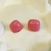 Joyería de Estilo Europeo y Americano, Pendientes Cuadrados Geométricos de Color Sólido Simples, Pendientes Versátiles de Colores Caramelo de Moda, Accesorios para Orejas de Cubo de Azúcar