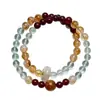 [Pulsera de Cristal Naranja Esmeralda] Cristal Natural Torre de Cristal Amarillo Fluorita Verde Pulsera para Mujer Más Fácil de Combinar Regalo Pulsera de Cristal Blanco Lote