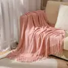 Manta Tejida Nórdica con Borlas para Oficina, Siesta, Aire Acondicionado, Cubierta de Sofá, Chal, Manta Pequeña, Cubre Cama