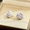 Pendientes de botón de flor de rosa de resina de color macarrón dulce estilo europeo y americano para mujer Pendientes de moda de lujo ligero Pendiente transfronterizo
