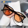 Gafas de sol de tipo polarizador para hombre y mujer, transmisión en vivo, nuevas, fotografía callejera, moda, personalidad, caja, gafas de sol de protección solar retro, gafas de sol color canela