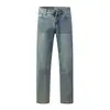 Primavera e Outono 2025 Novo Estilo Americano Lavado Desgastado Azul Solto Reto Calça Jeans Streetwear Tendência para Homens