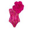Traje de Baño Entero para Mujer 2024 Aliexpress Decoración de Flores Exageradas Traje de Baño de un Hombro Conjunto Estilo Caliente Transfronterizo 2912