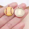 Liga de Zinco Esmalte Bolas Esportivas Pingentes Baseball Futebol Charms DIY Colar Chaveiro Acessórios de Joias