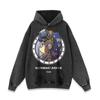 Estilo japonês cartoon print pesado angustiado lavado camisola com capuz na moda flor frita solta casaco casual top para homens e mulheres