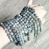 Piedra natural de 6-10 mm, alargada, lima, luz de luna, cuentas redondas sueltas, semiacabadas, pulsera, collar, accesorios de joyería DIY