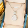 Collar de acero de titanio con cadena para clavícula femenina, imitación de calcedonia de hielo alta natural, Buda, accesorios de regalo de cumpleaños avanzados, venta al por mayor en vivo