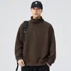 Novedad Primavera y Otoño 2025 Suéter de Punto con Cuello Alto para Hombre, Holgado y Versátil, Estilo Japonés, Color Sólido, Retro, Sudadera Pulóver para Parejas