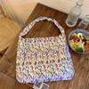 Estilo Ins Corea del Sur Estilo Fresco Bolso de Lona Floral de Moda Versátil Bolso Cruzado Tote Gran Capacidad Bolso de Tela para Libros de Estudiante