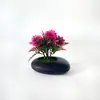 Nuevo Maceta Pequeña Poco Profunda Piedra Negra Malla 5 Plantas Acuáticas Bonsái Pequeño Oficina en Casa Escritorio Flor Artificial Adornos de Bonsái