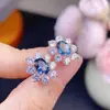 Aretes de Topacio Natural, Morado Sedoso, Cuerpo Completamente Puro, Plata 925, Exquisita Piedra Principal Incrustada 5*7mm, Suministro Directo del Fabricante