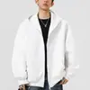 Sudadera con capucha y cremallera para hombre, estilo primavera y otoño, chaqueta casual holgada, top deportivo de color liso, chaqueta de marca de moda para hombre