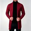 Cardigã estilo americano, peça de outer wear masculina para outono e inverno, sobretudo de comprimento médio, suéter de tricô, sem botões, com gola alta, usado como camada externa