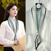 Bufanda de Seda para Mujer 2026 Nuevo Estilo Bufanda para Cuello con Sensación de Lujo, Larga y Rayada para Otoño, Combinable con Camisas, Estilo Coreano, Bufanda Versátil