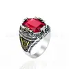 Anillo Transfronterizo de Amazon para Hombre Sol, Luna y Estrellas con Cristal Colorido Grabado Vintage, Joyería de Lujo Ligero de Alta Gama al por Mayor