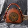 Bolsa Feminina de Couro Genuíno Nova Bolsa de Mão Feminina Retrô Transfronteiriça Bolsa de Ombro Transversal Estilo Chinês Bolsa Concha de Couro Bovino Camada Superior