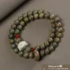 Pulsera de Sandalo Verde Argentino de 8mm con Doble Bucle para Hombres y Mujeres, Cuentas Budistas de Sandalo, Cuentas de Oración, Artículo Cultural, Regalo al por Mayor