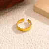 Anillo Abierto de Acero de Titanio Transfronterizo que No se Desvanece, Anillo de Lujo Ligero de Gama Alta Color Dorado, Joyería Simple de Acero Inoxidable 316 para Mujer