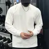 Top de Treino Masculino Esportivo de Manga Longa com Gola Redonda, Modelo Largo, para Fitness, Basquete, Corrida na Primavera e Outono