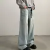 Jeans Wide Leg Retro Americano Novo Primavera/Verão 2026 para Homens, Caimento Solto, Emagrecedor, Corte Reto, Calças de Comprimento Total com Efeito Drapeado