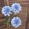 Nova Flor Artificial Dália de Três Cabeças Duas Cores Flor de Casamento Arranjo de Flores para Salão de Casamento Decoração de Guia de Estrada Floral para Casa